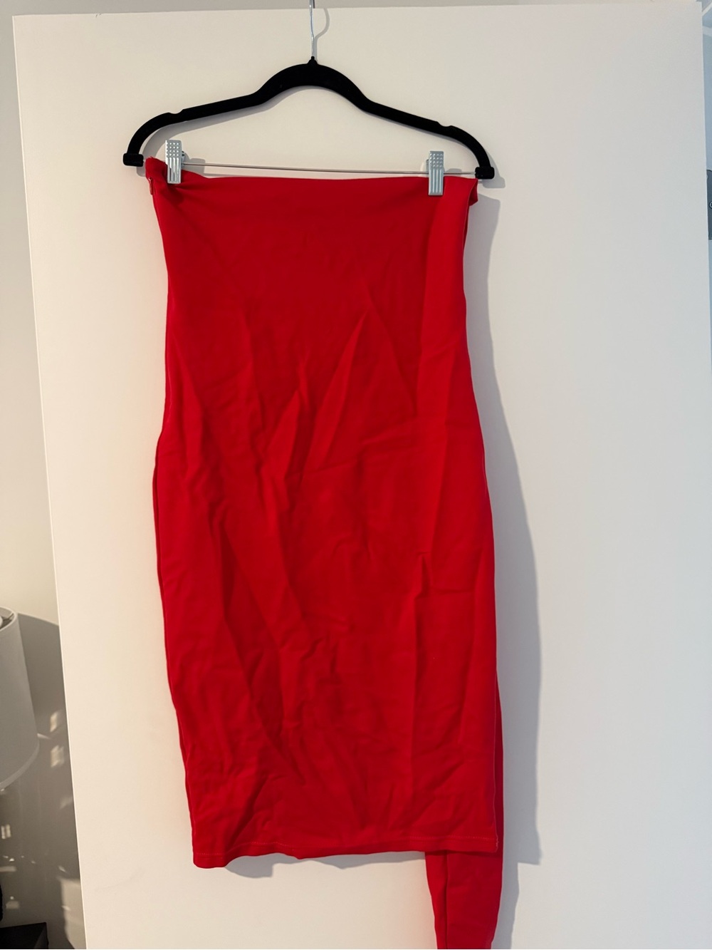 Alia Red Strapless Midi Pencil Skirt